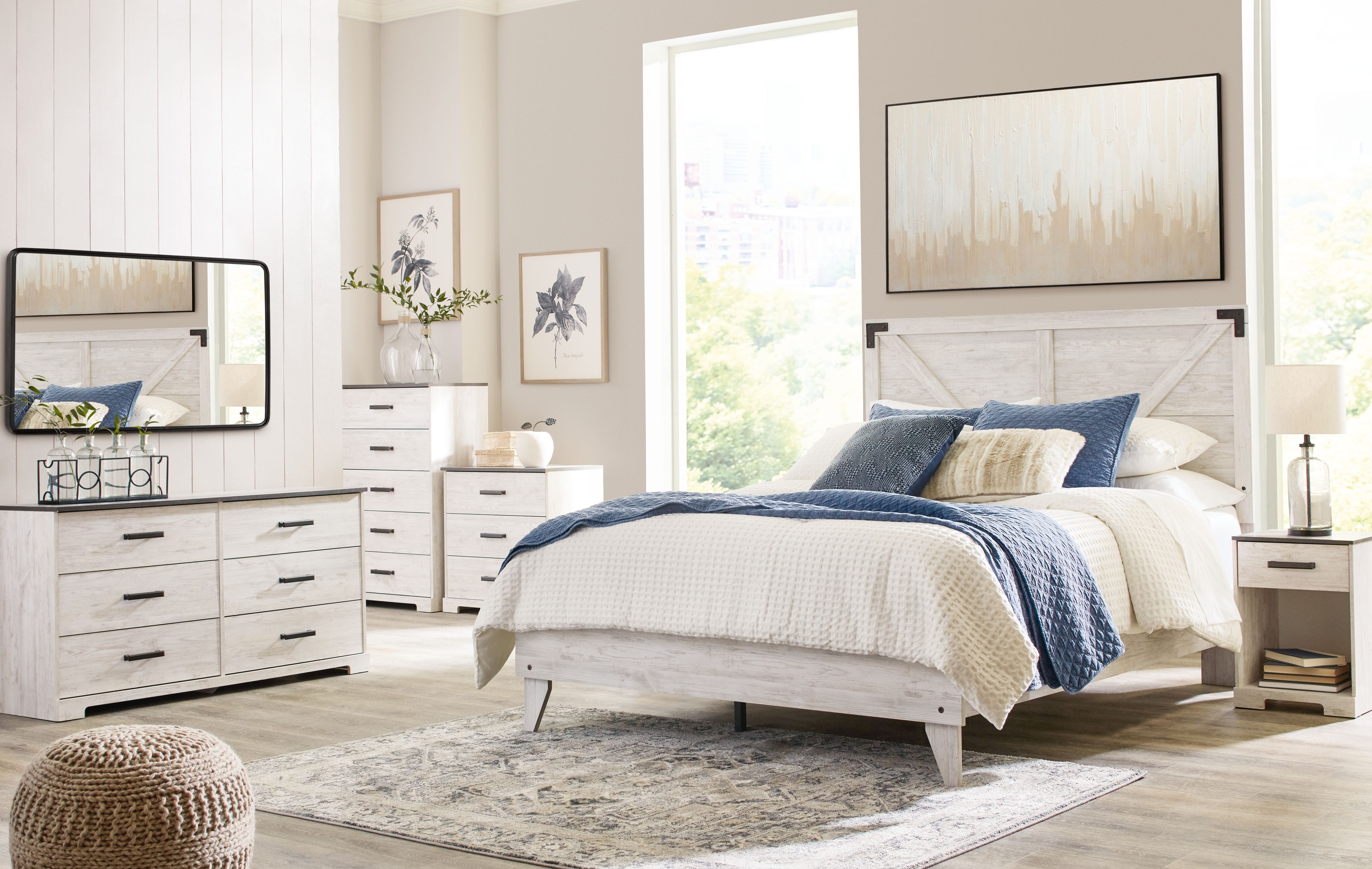 Shawburn - Six Drawer Dresser - White / Black / Gray