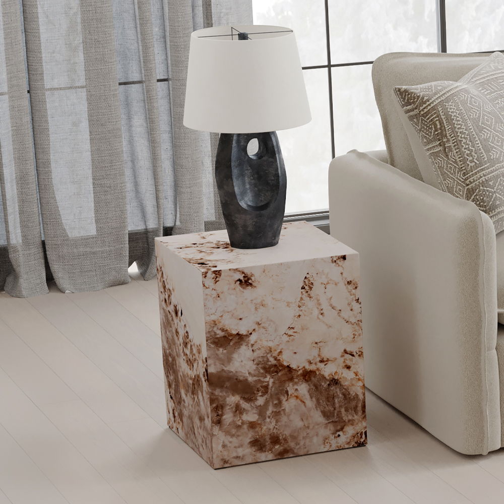Fultan - End Table - Engineered Stone, pink