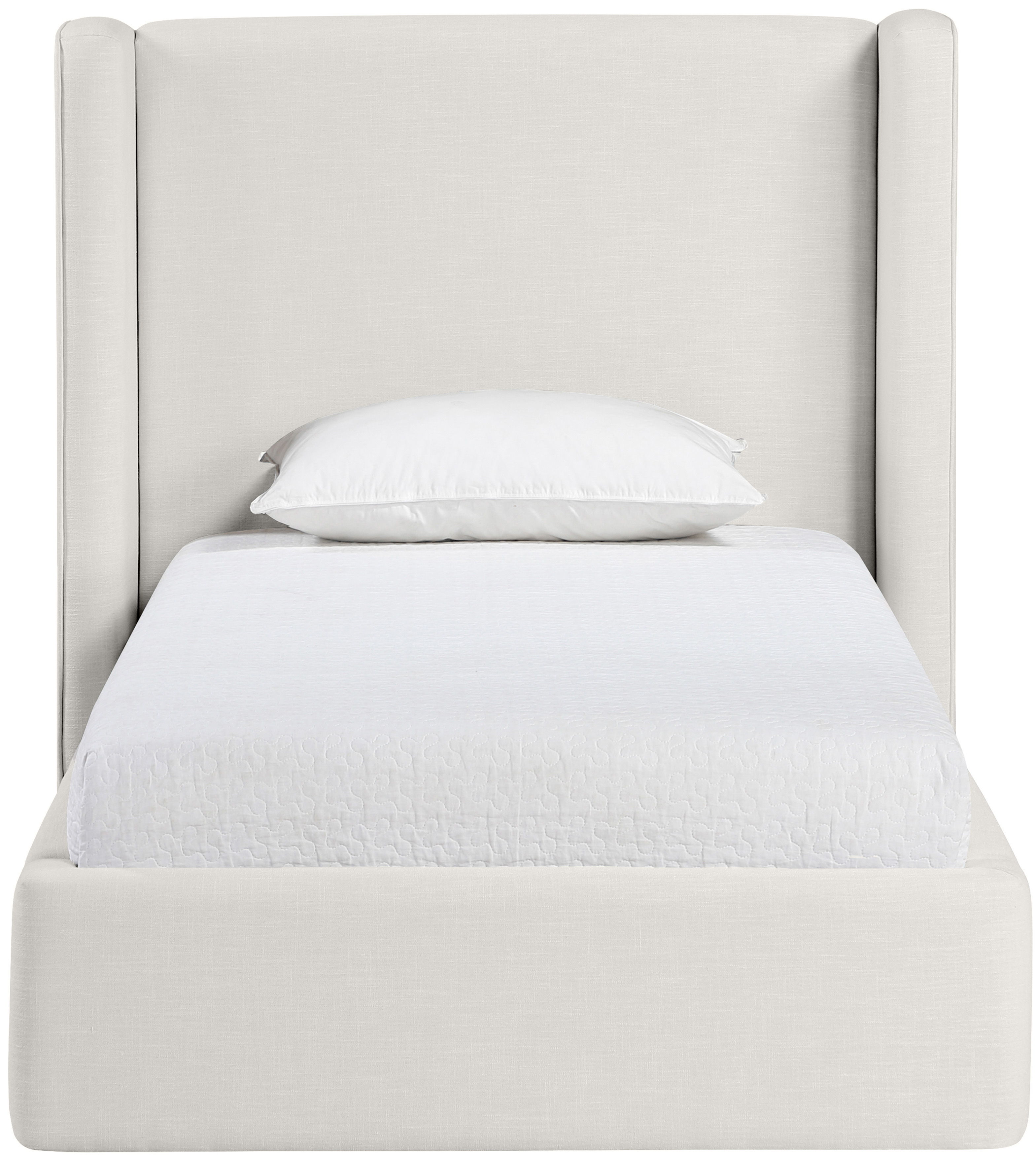 Kendall - Linen Textured Fabric Upholstered Twin Bed - Cream