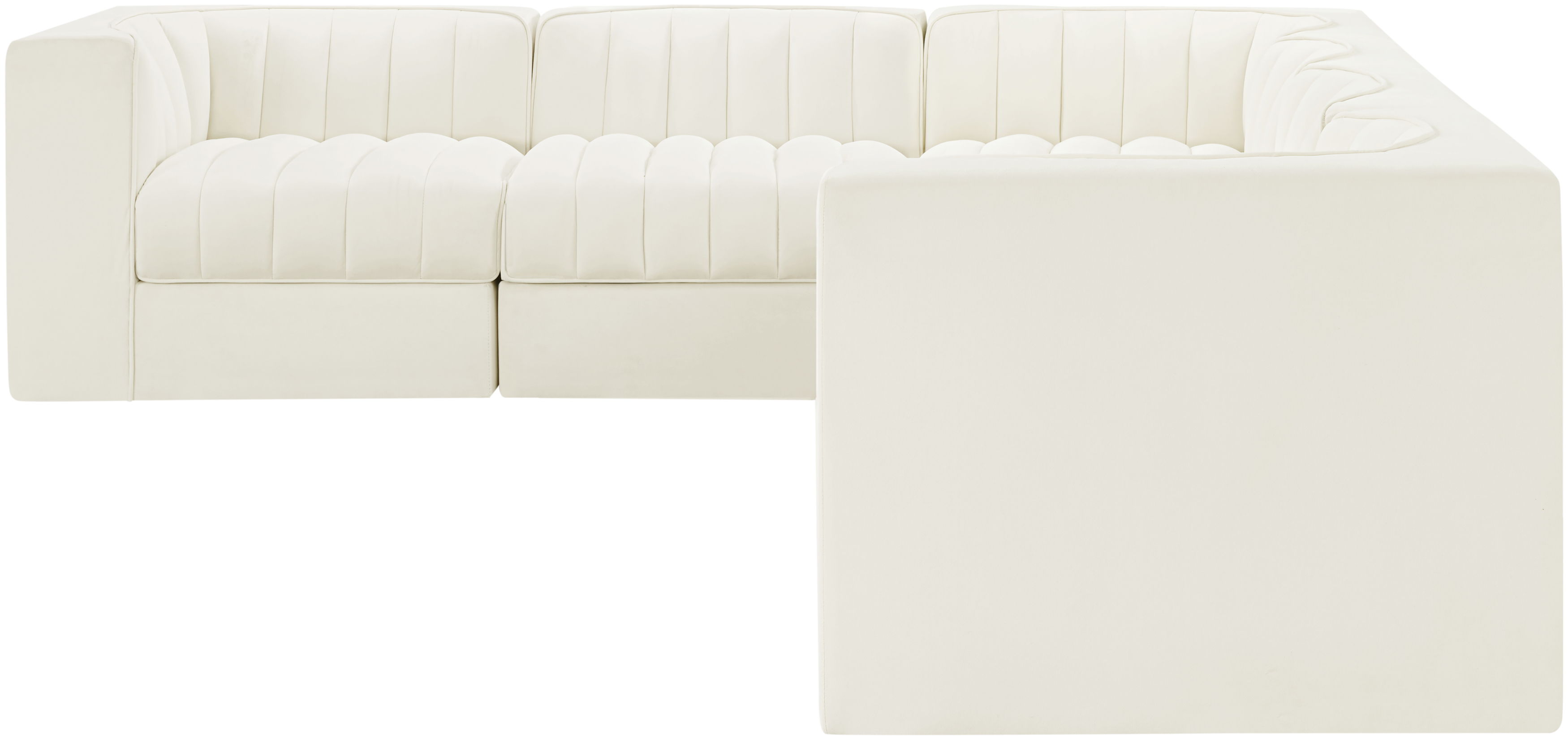 Rummi - Velvet Performance Fabric Upholstered 6 Piece Modular Sectional - Cream
