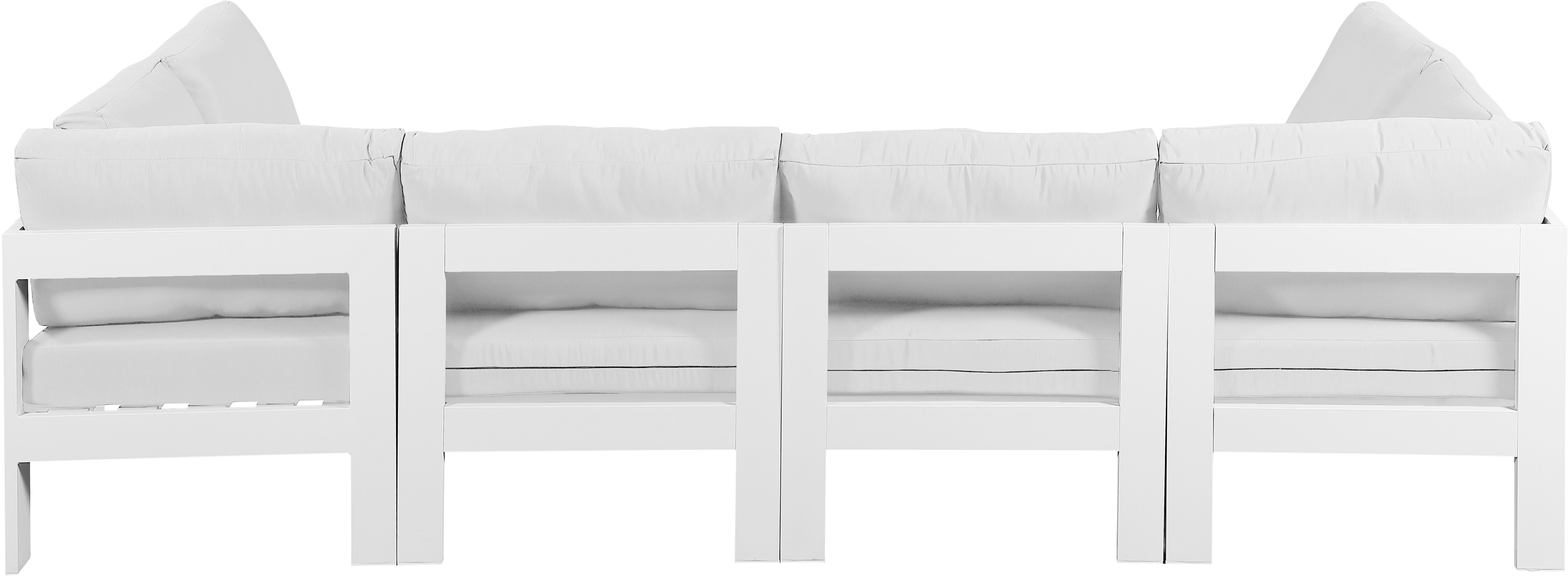 Nizuc - Outdoor Patio 6 Piece Modular U-Shaped Sectional With White Frame - White