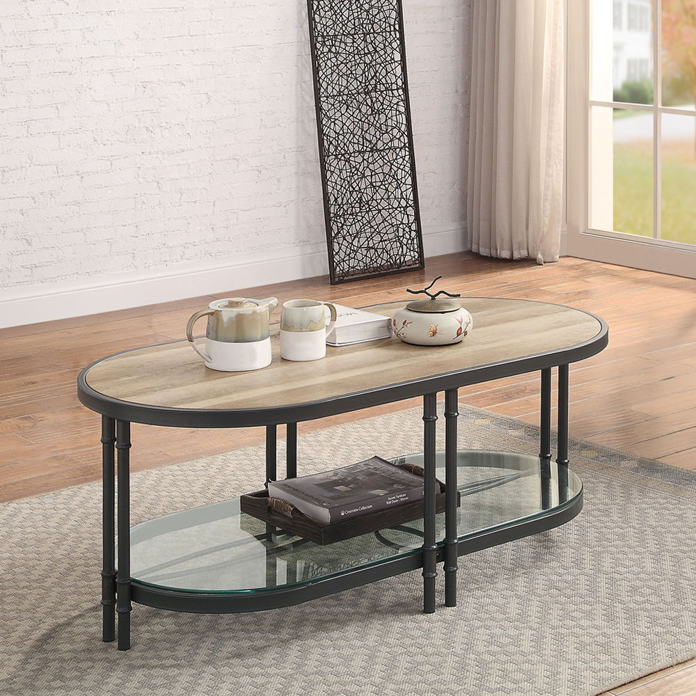 Brantley - Coffee Table - Oak & Sandy Black, light brown