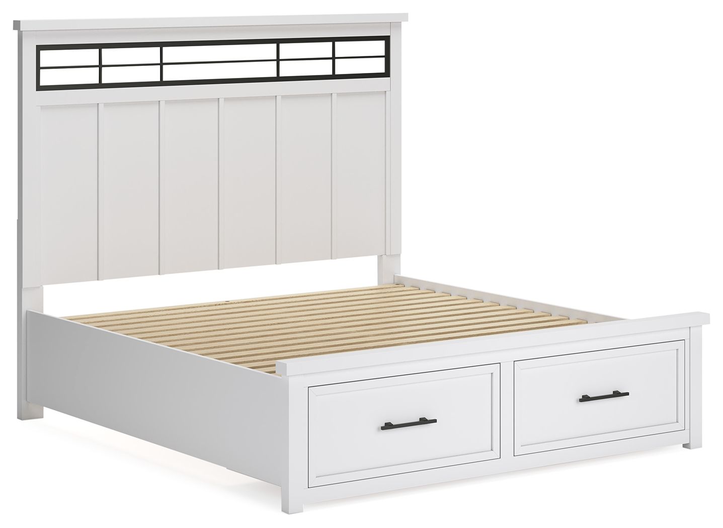 Ashbryn - King Panel Storage Bed - White / Natural
