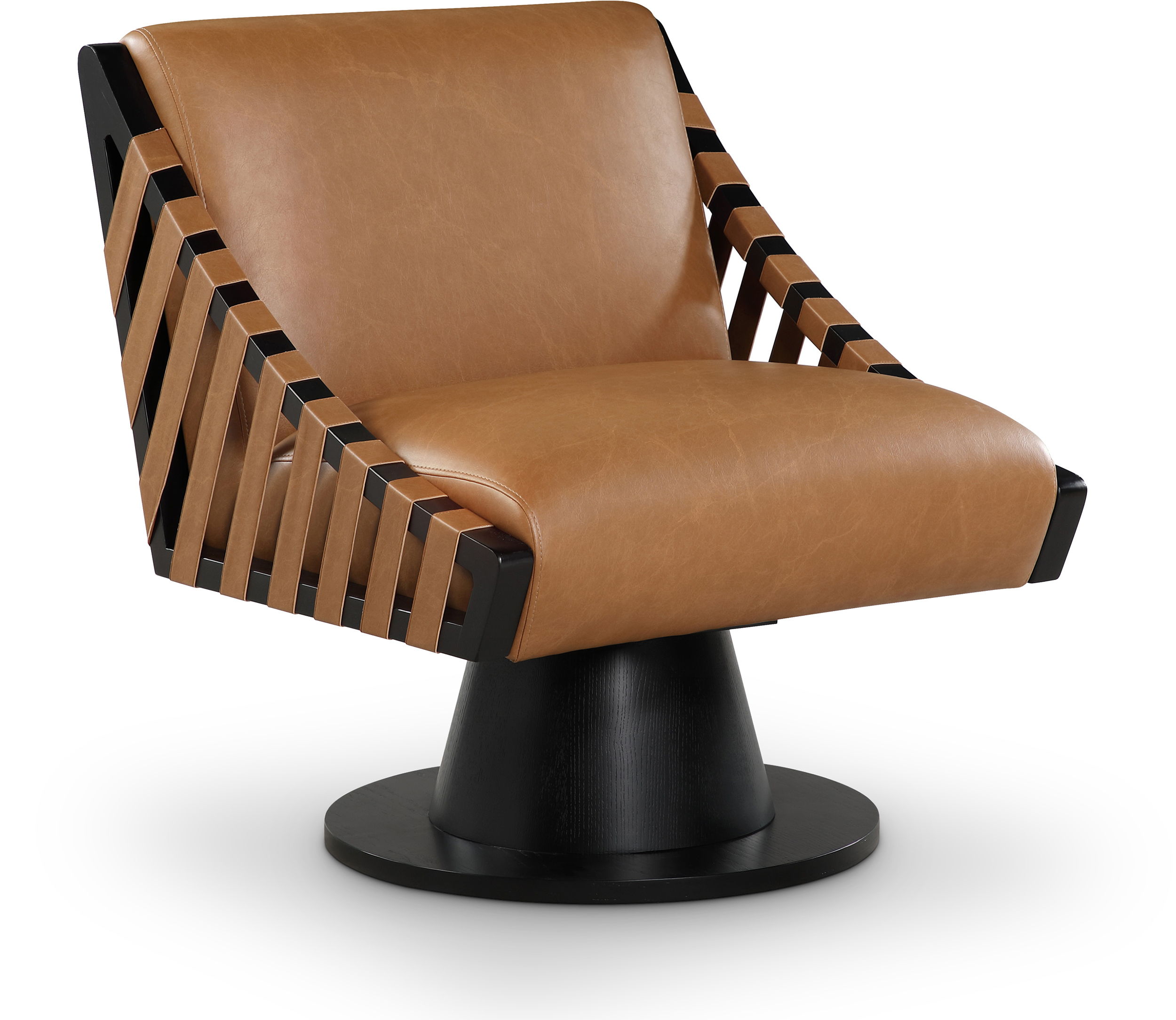 Millwin - Swivel Accent Chair With Black Base - Cognac