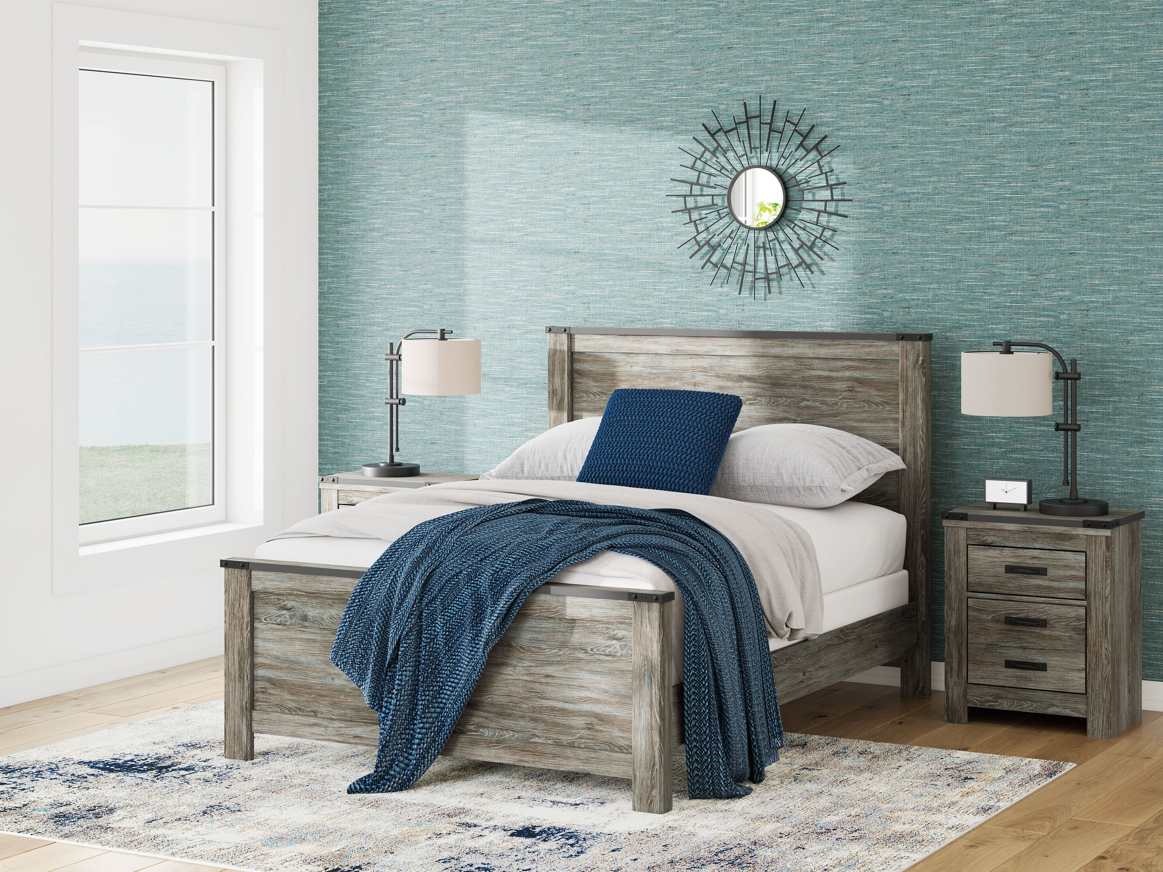 Ashley Furniture Frandern - Queen Panel Bed - Black / Gray - Image 6