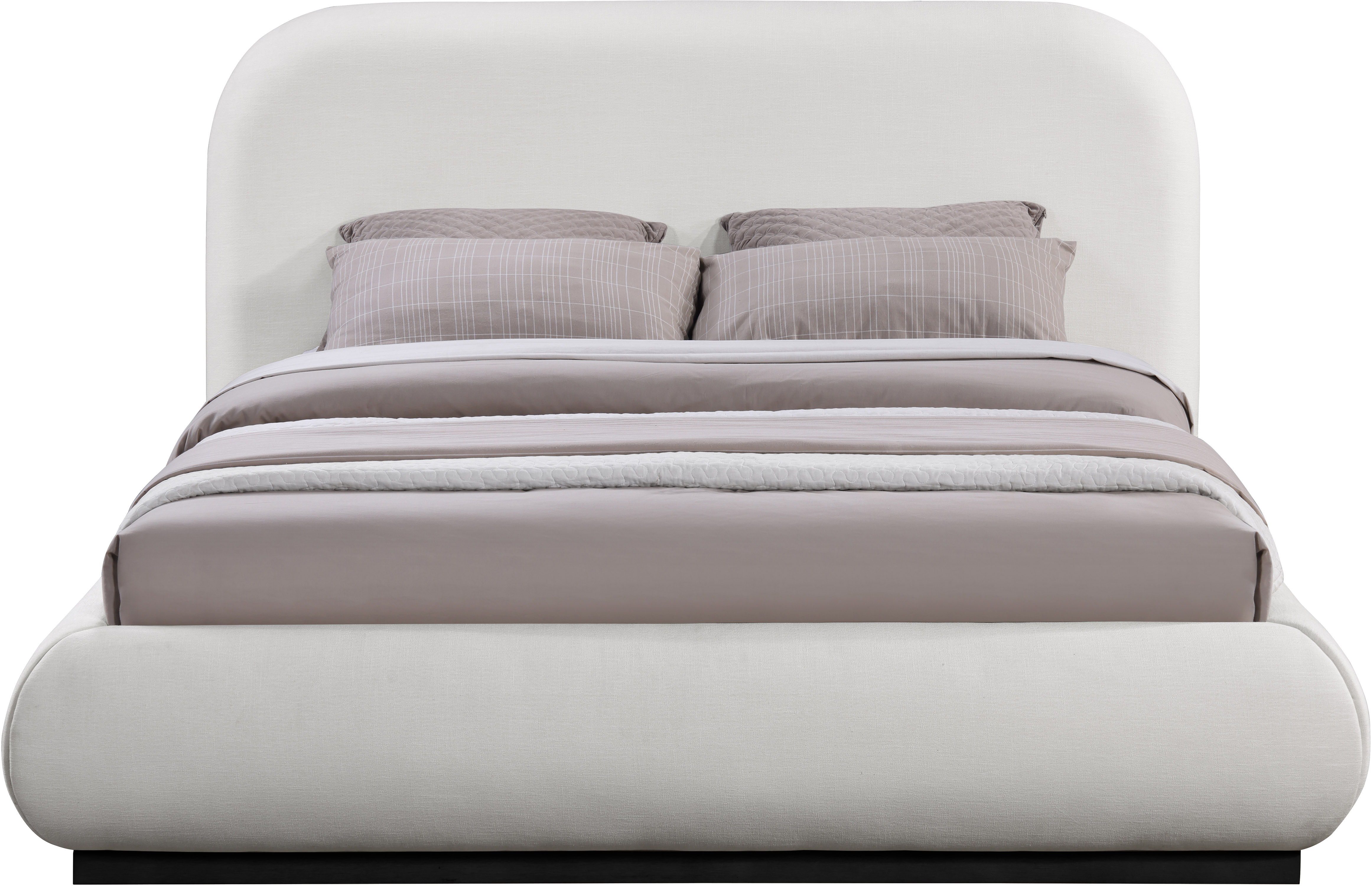 Vaughn - Linen Queen Bed With Black Base - Cream