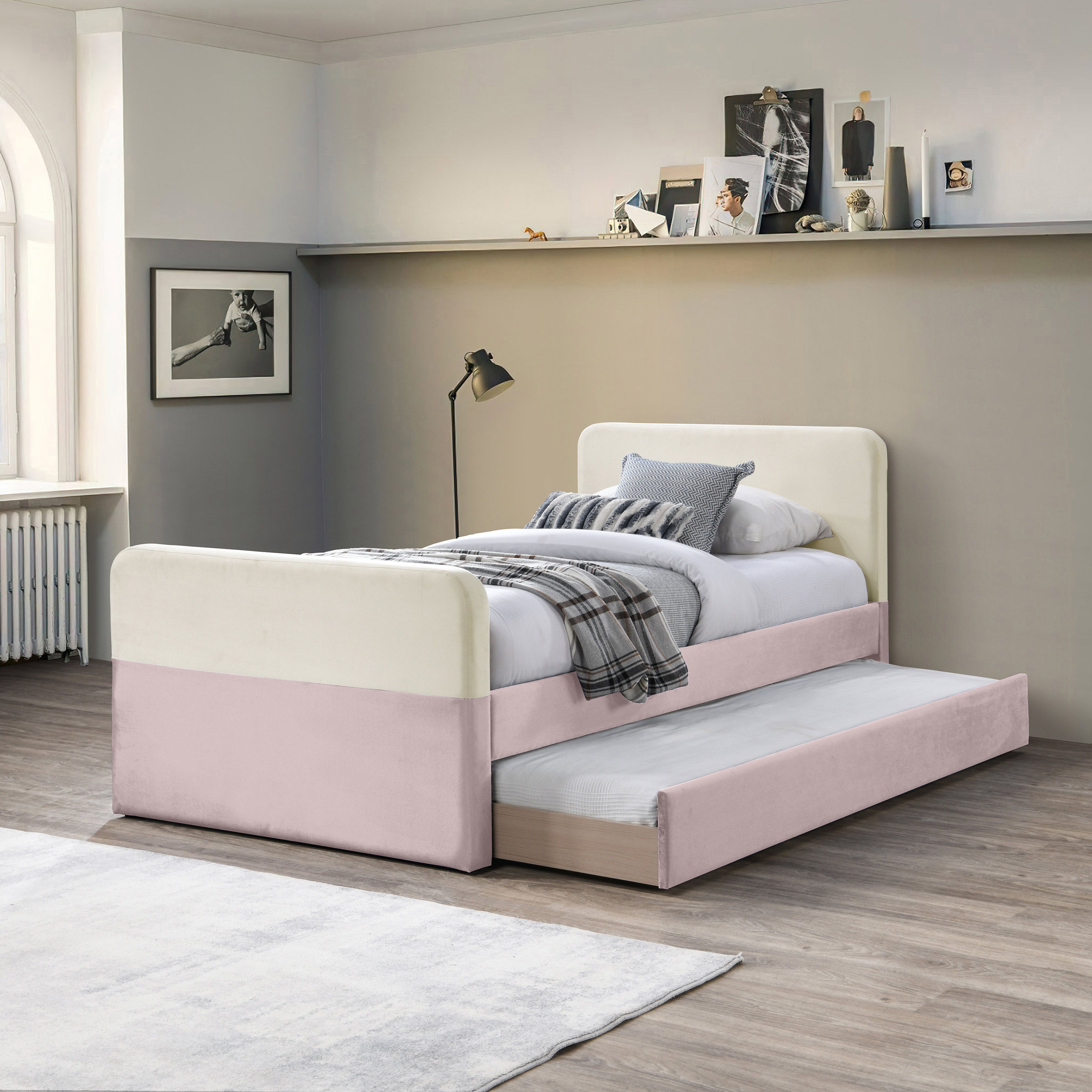 Ivy - Twin Trundle / Storage Bed - Pink / Cream