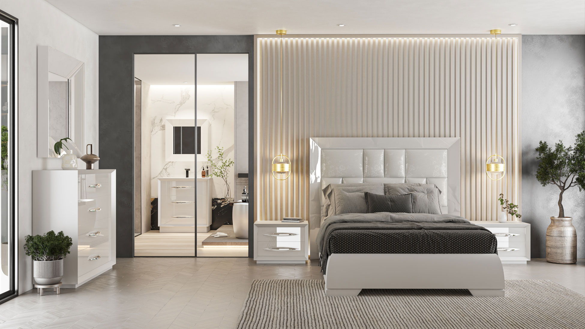 Carmen - Queen Size Bed - White