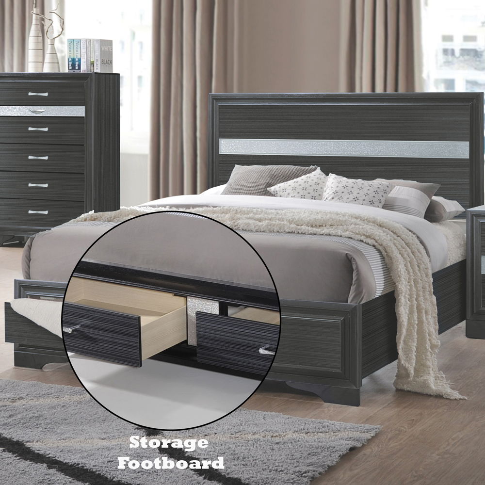 Naima - Queen Bed With Storage - Black, black, view 7