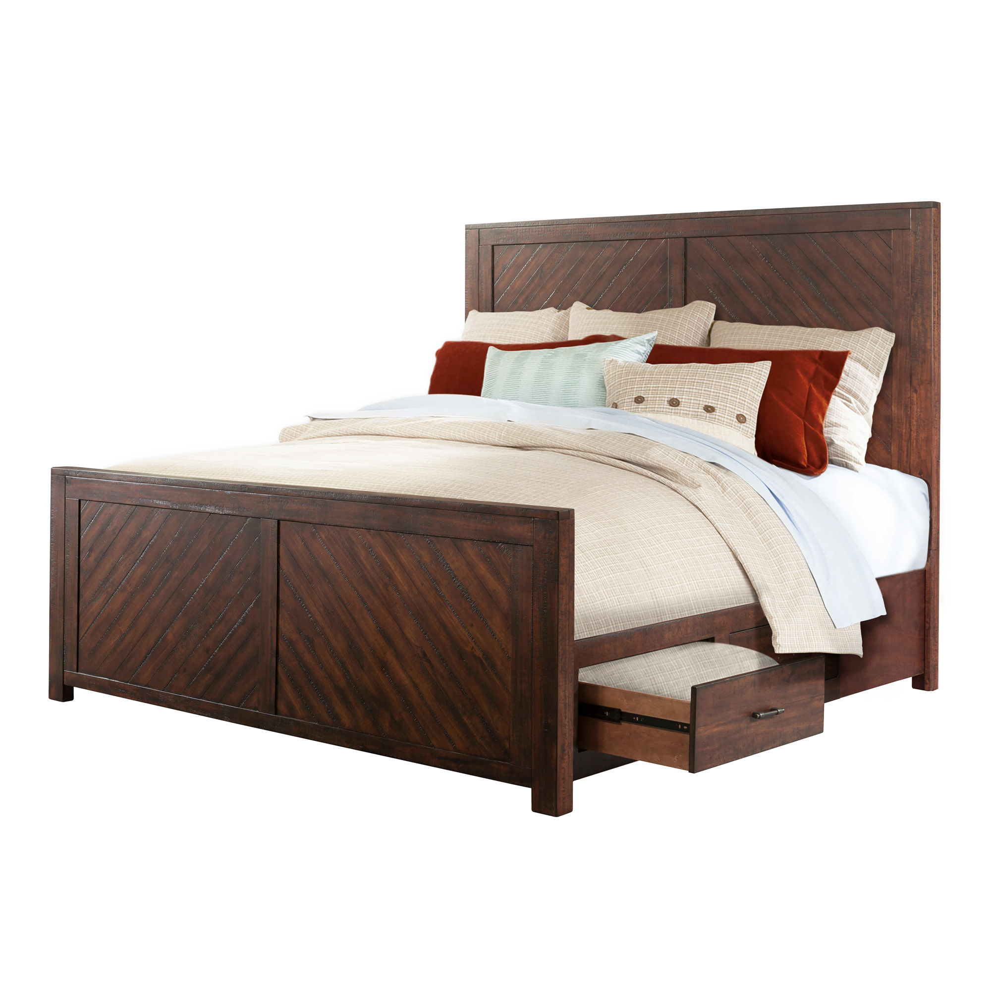 Jax - King Platform Storage 3 Piece Bedroom Set - Walnut