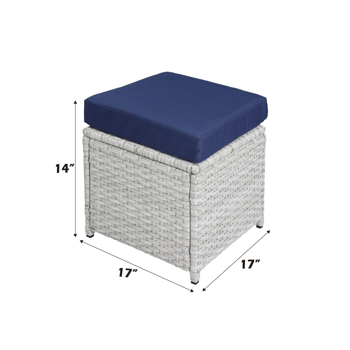 Paitalyi - 9 Piece Bistro Set - Blue Fabric & Wicker, beige, view 3