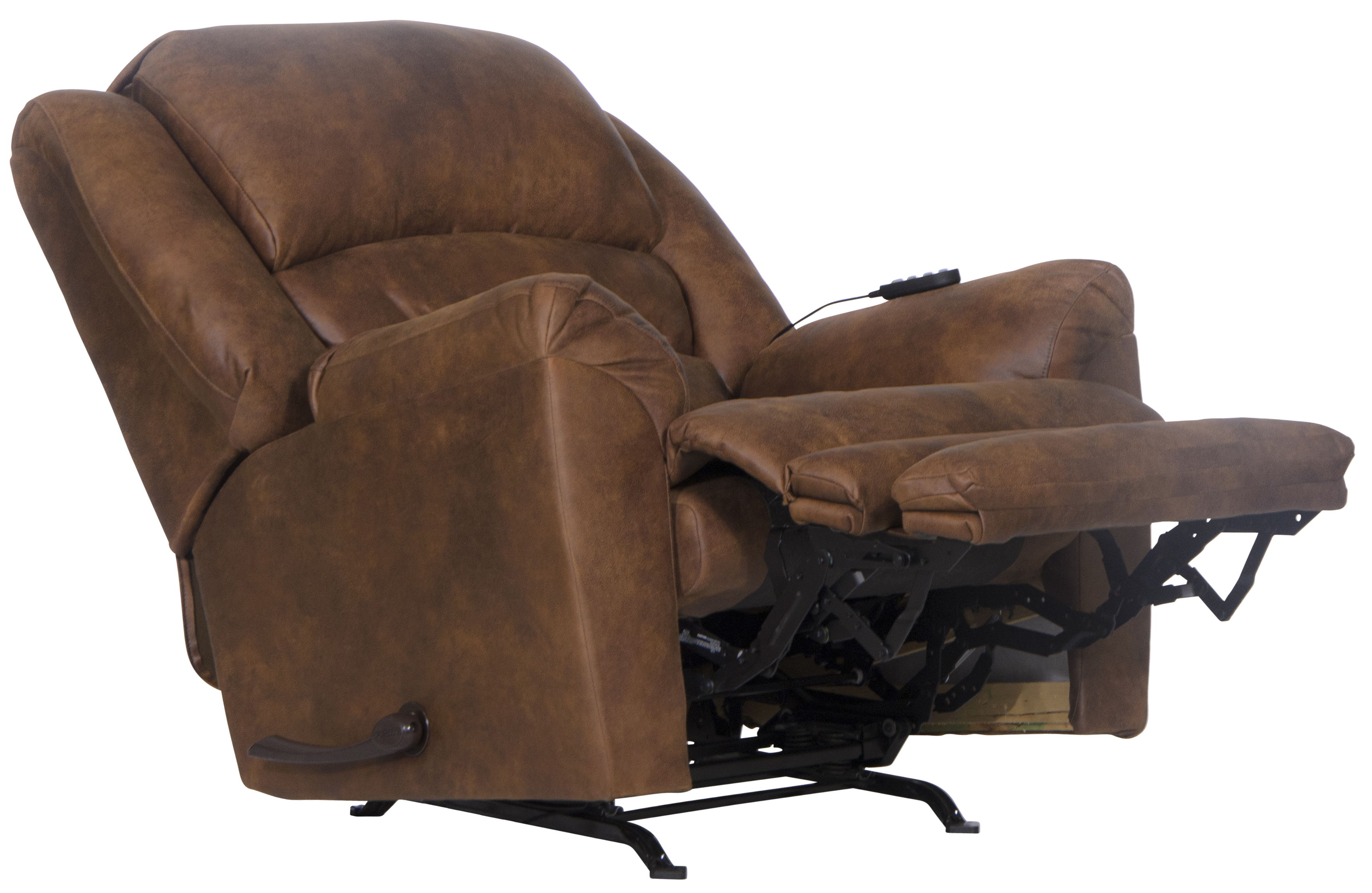 Hayden - Chaise Rocker Recliner With Heat / Massage & Oversize Xtra Comfort Footrest - Auburn