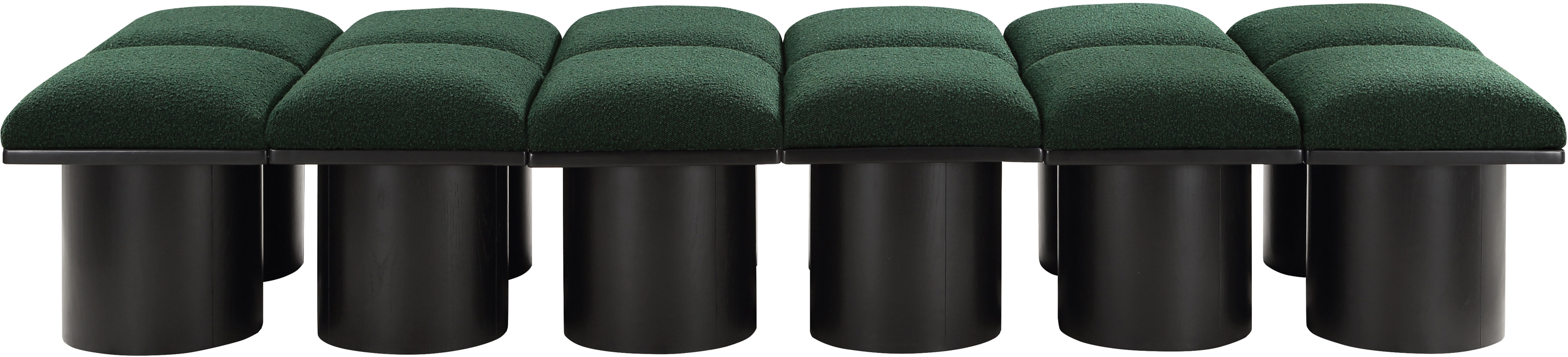 Pavilion - 93" 12 Piece Modular Bench With Black Base - Green