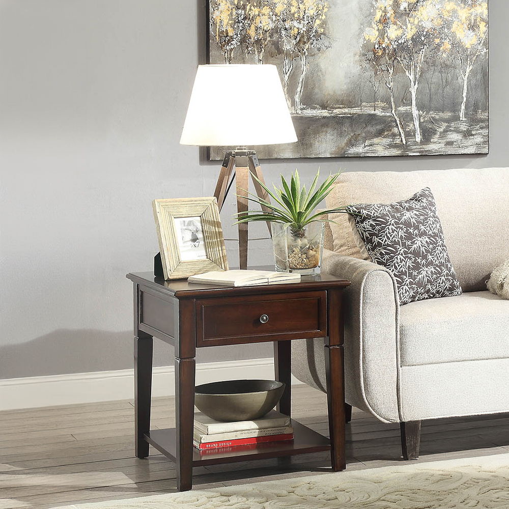 Malachi - End Table - Walnut, dark brown