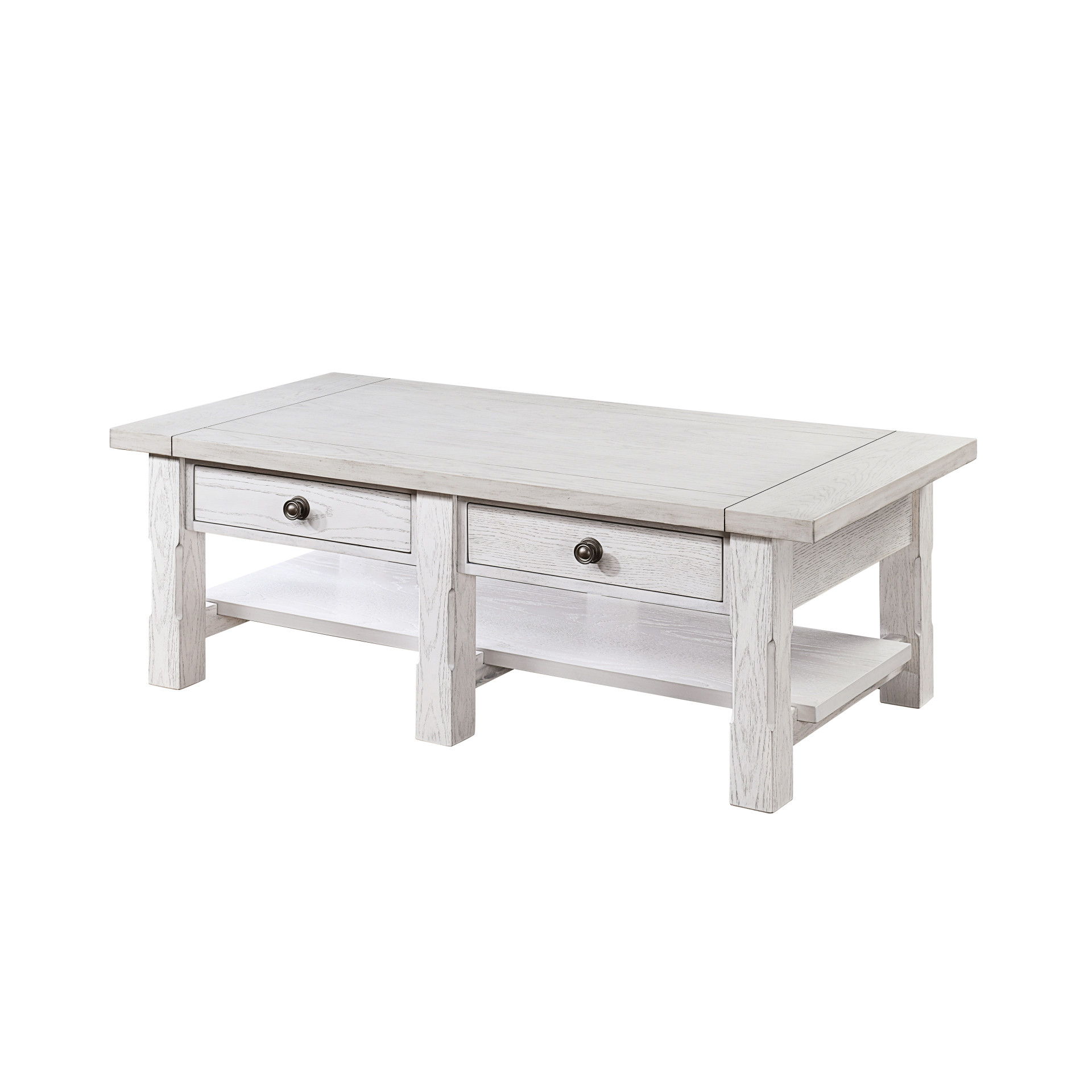 Dorsey - 2 Drawer Coffee Table - White, white