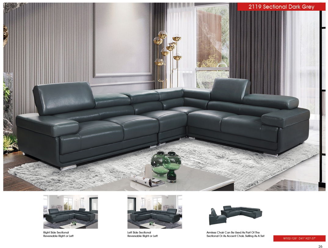2119 - Sectional - Dark Gray