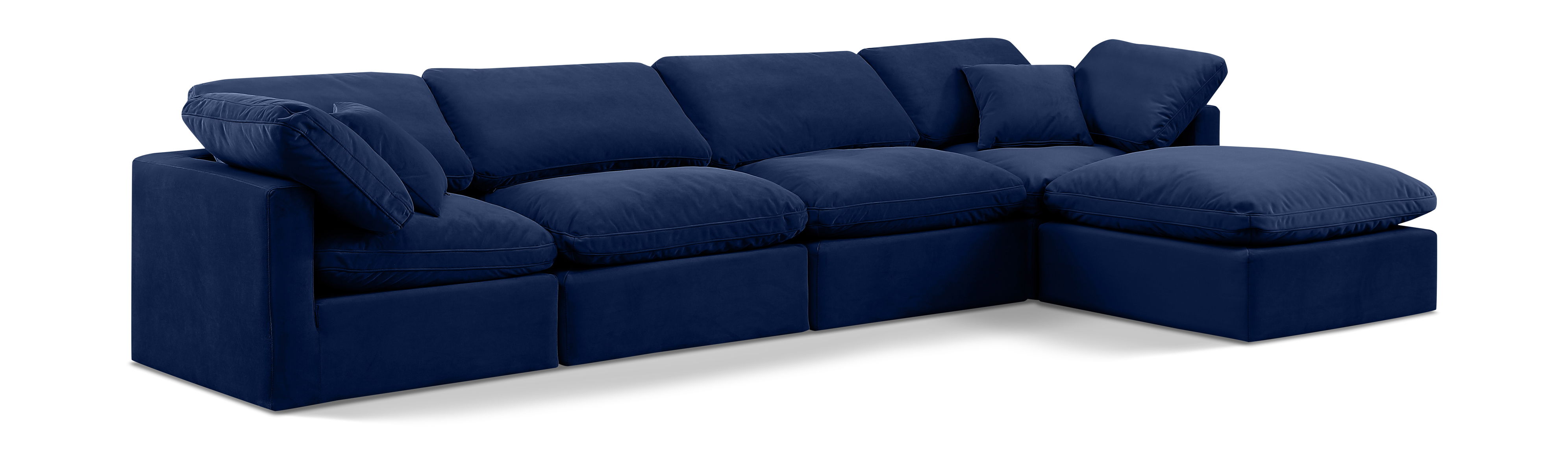 Indulge - Velvet 5 Piece Modular Sectional With Chaise - Blue