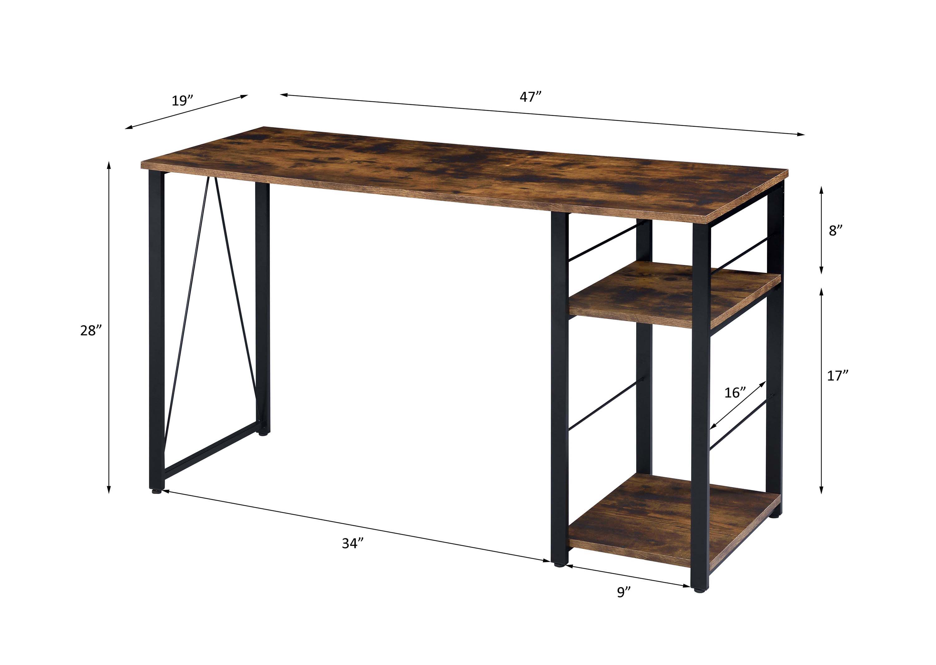 Vadna - Writing Desk - Weathered Oak & Black, dark brown, view 3