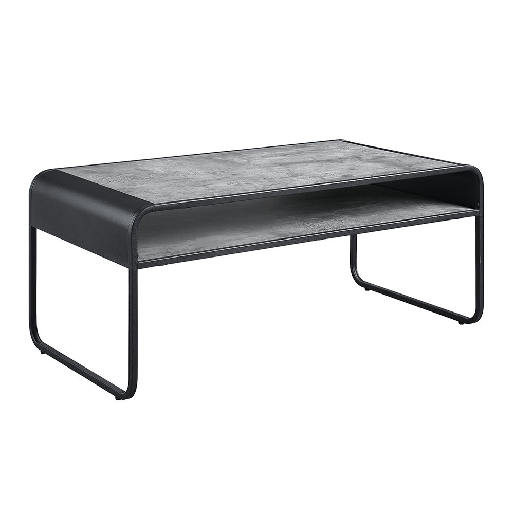 Raziela - Coffee Table - Concrete Gray & Black, black
