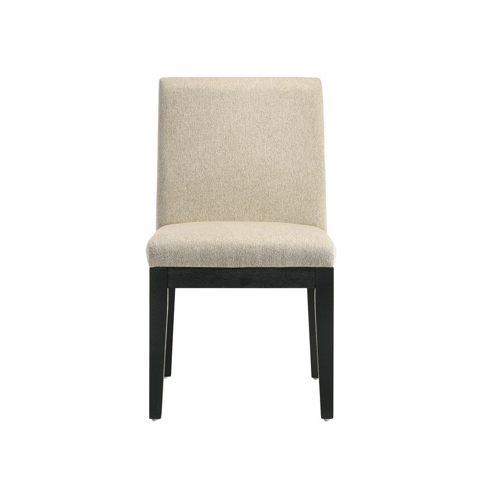 Froja - Side Chair (Set of 2) - Beige Fabric & Black, beige