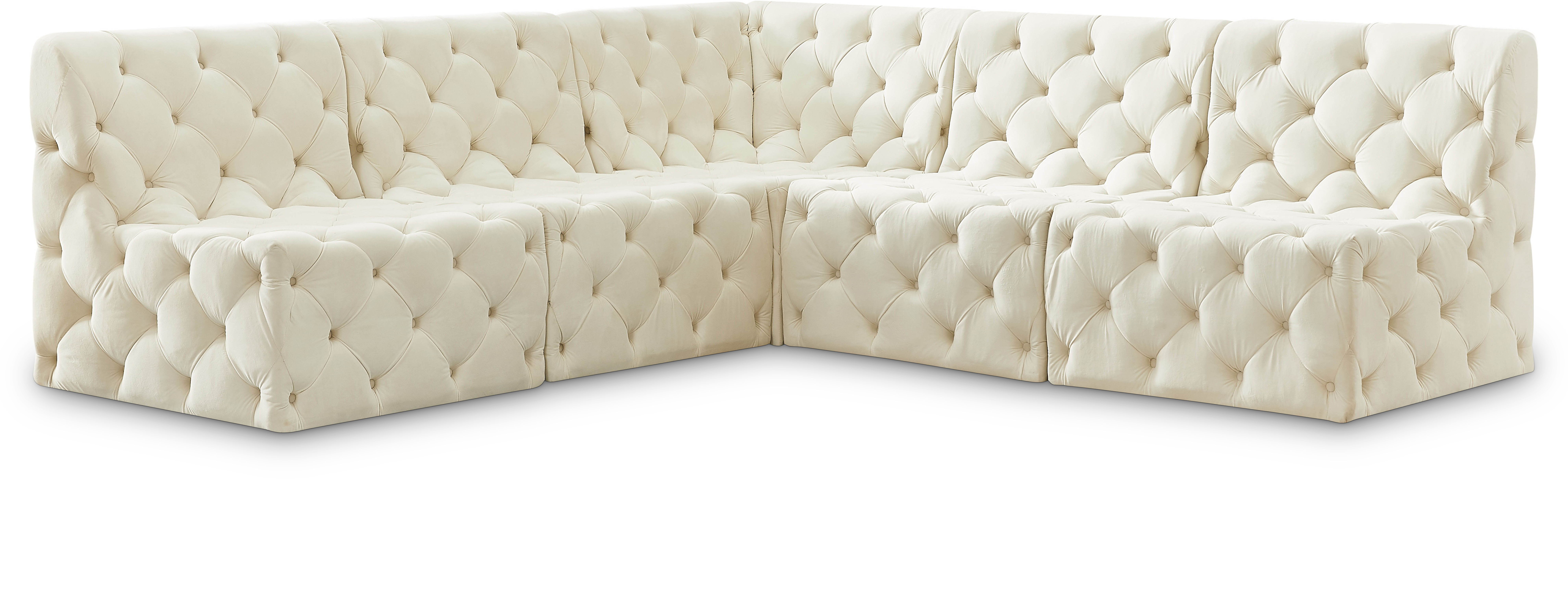 Tuft - 5 Piece Modular Corner Armless Sectional - Cream