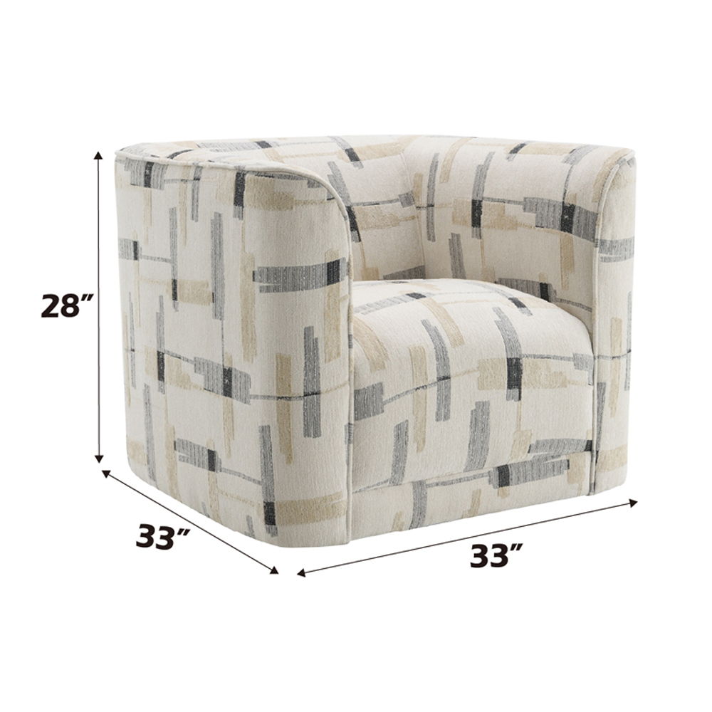 Darya - Chair With Swivel - Beige Pattern Fabric, beige, view 4