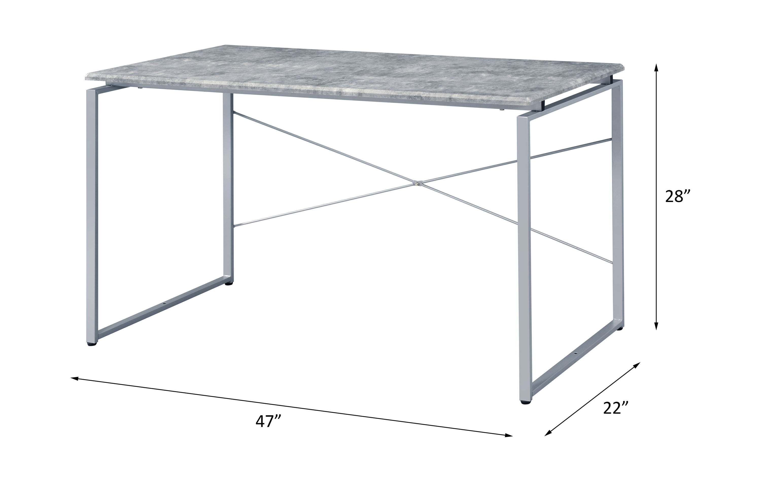 Jurgen - Writing Desk - Faux Concrete & Silver, silver, view 5