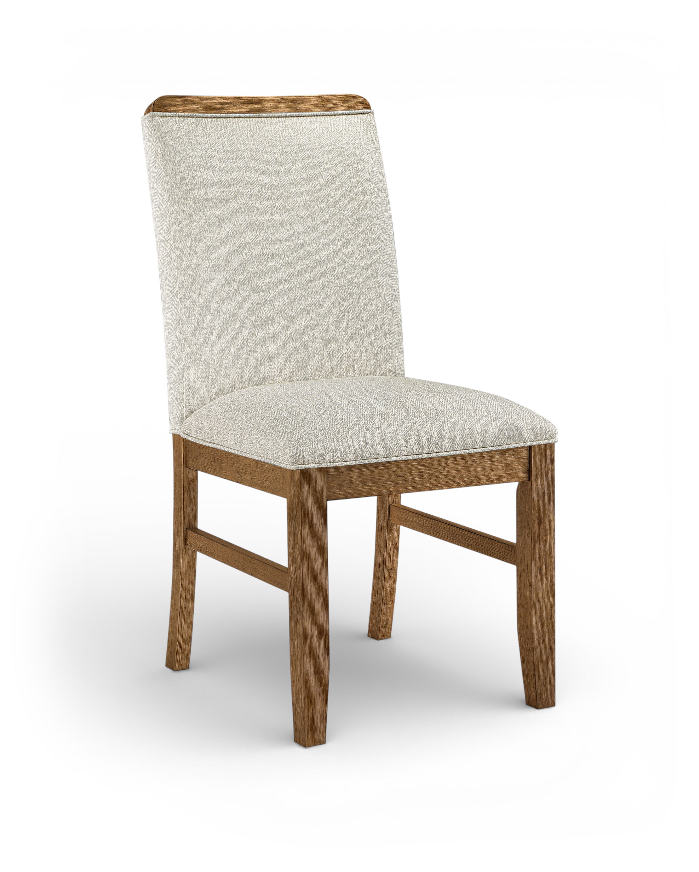Ananda - Fabric Upholstered Dining Chair (Set of 2) - Beige / Brushed Brown