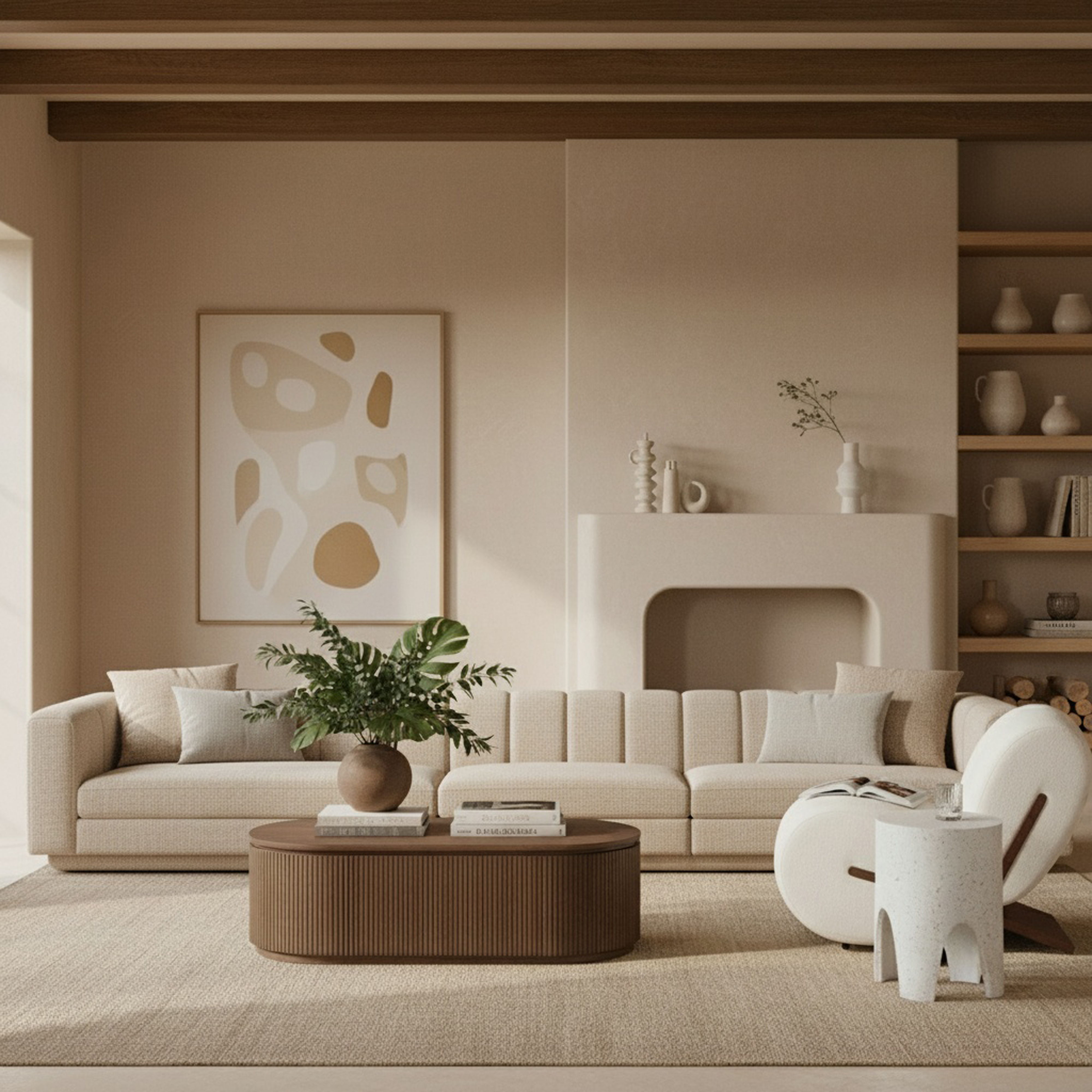 Modari - Fabric Upholstered 3 Piece Modular Sofa - Beige