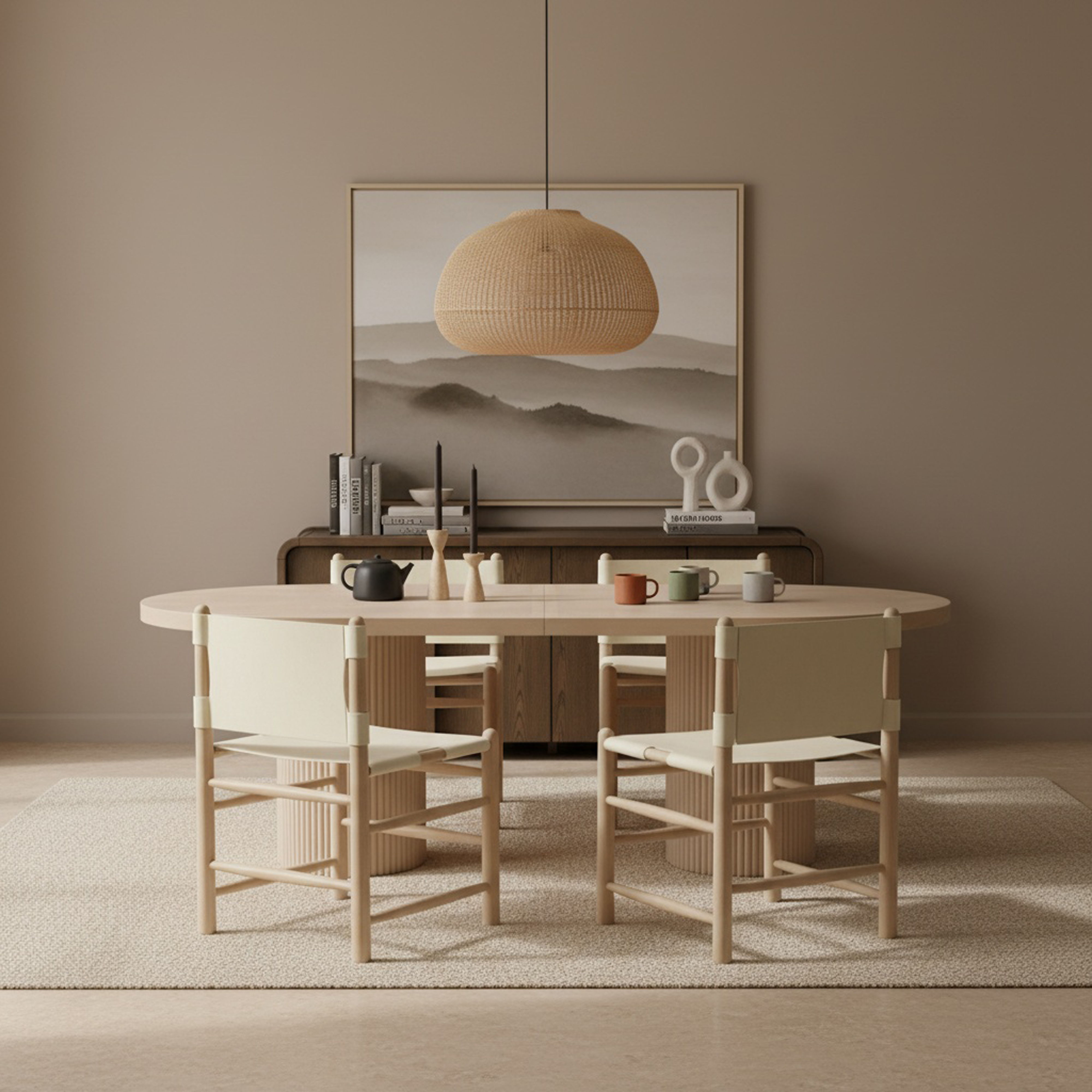 Santos - Vegan Leather Upholstered Dining Chair (Set of 2) - Cream / Stained Natural