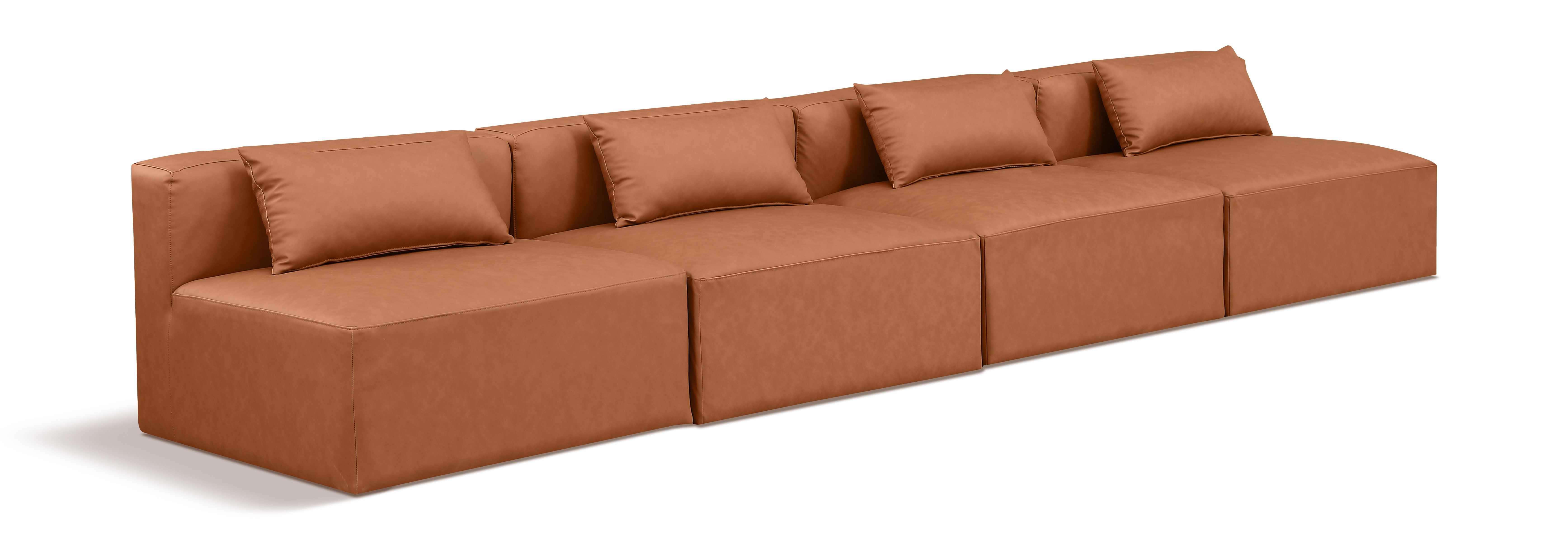 Cube - Modular 4 Seat Armless Sofa - Cognac