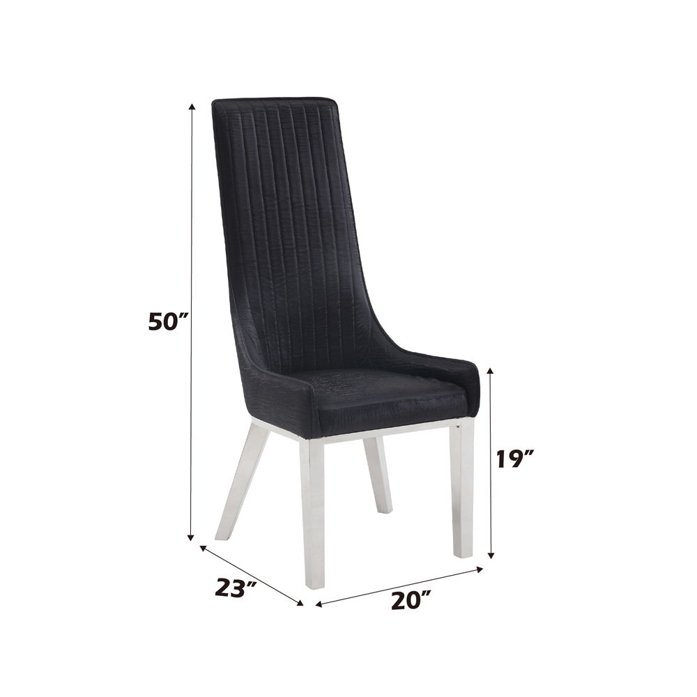 Gianna - Side Chair (Set of 2) - Black Velvet & Stainless Steel, black, view 4