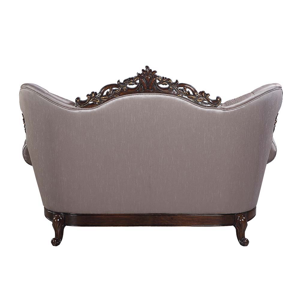 Benbek - Loveseat With 3 Pillows - Fabric & Antique Oak, beige, view 3