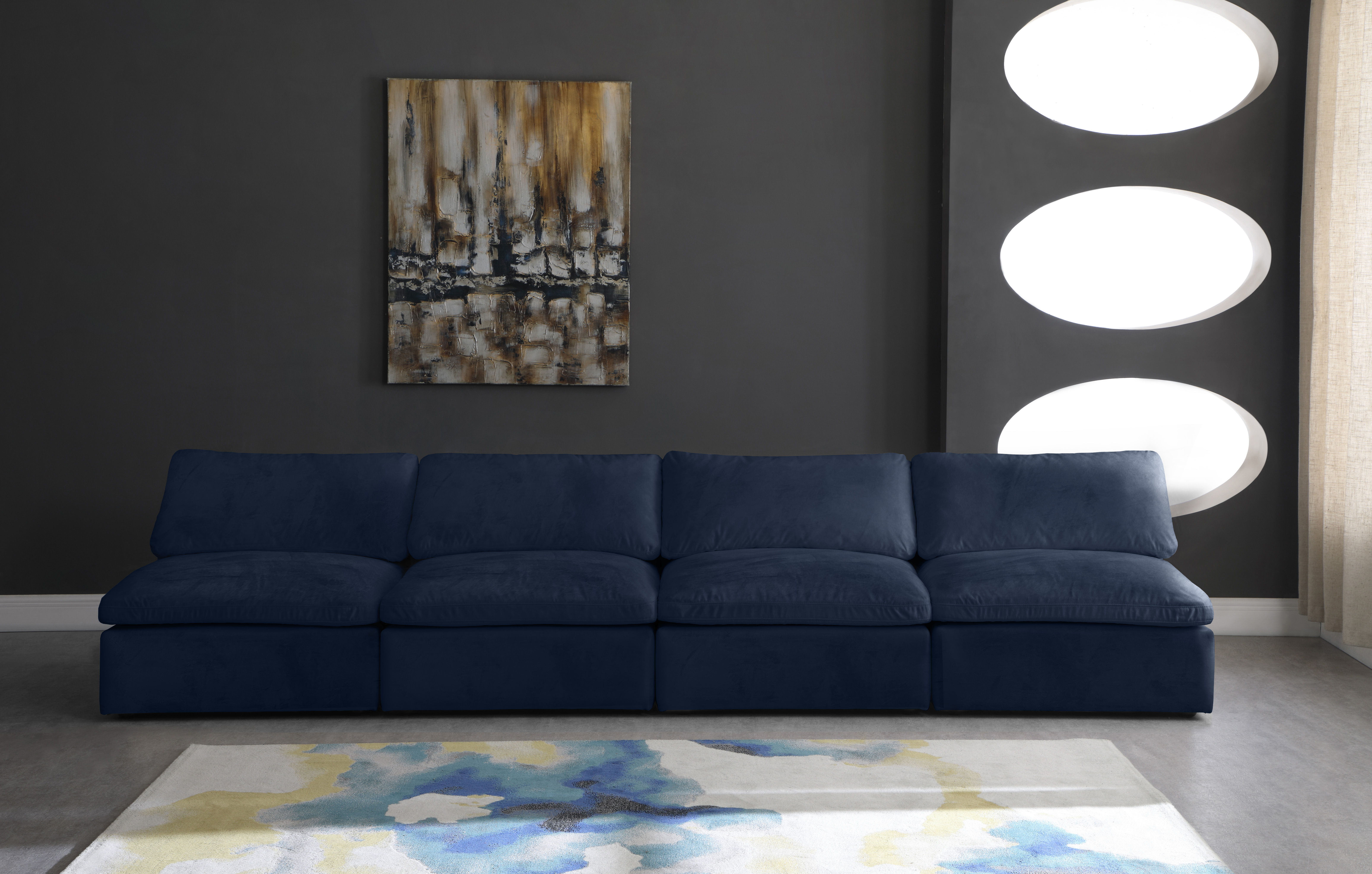 Cozy - Modular 4 Piece Armless Sofa - Navy