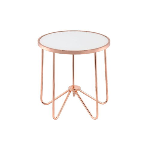 Alivia - End Table - Frosted Glass & Rose Gold, white
