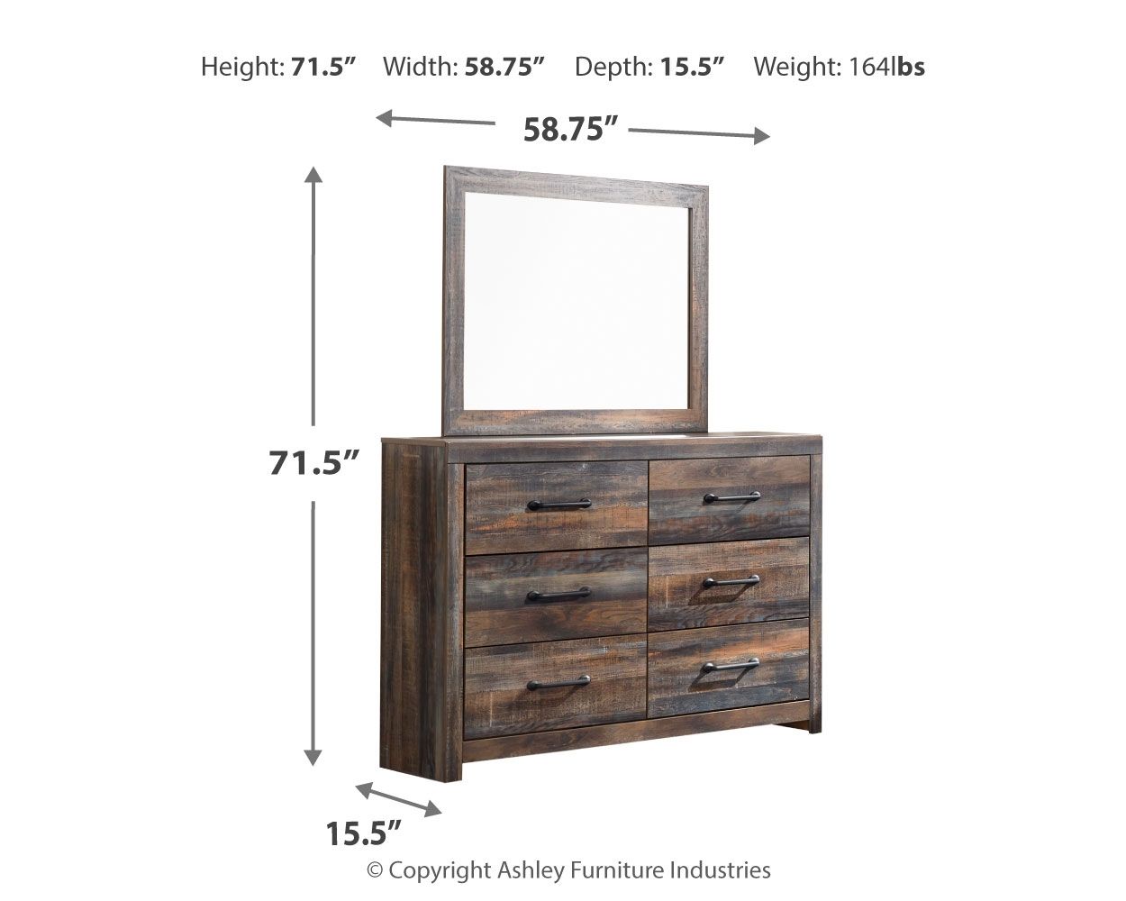 Ashley Furniture Drystan - Dresser, Mirror - Brown / Beige - Image 5
