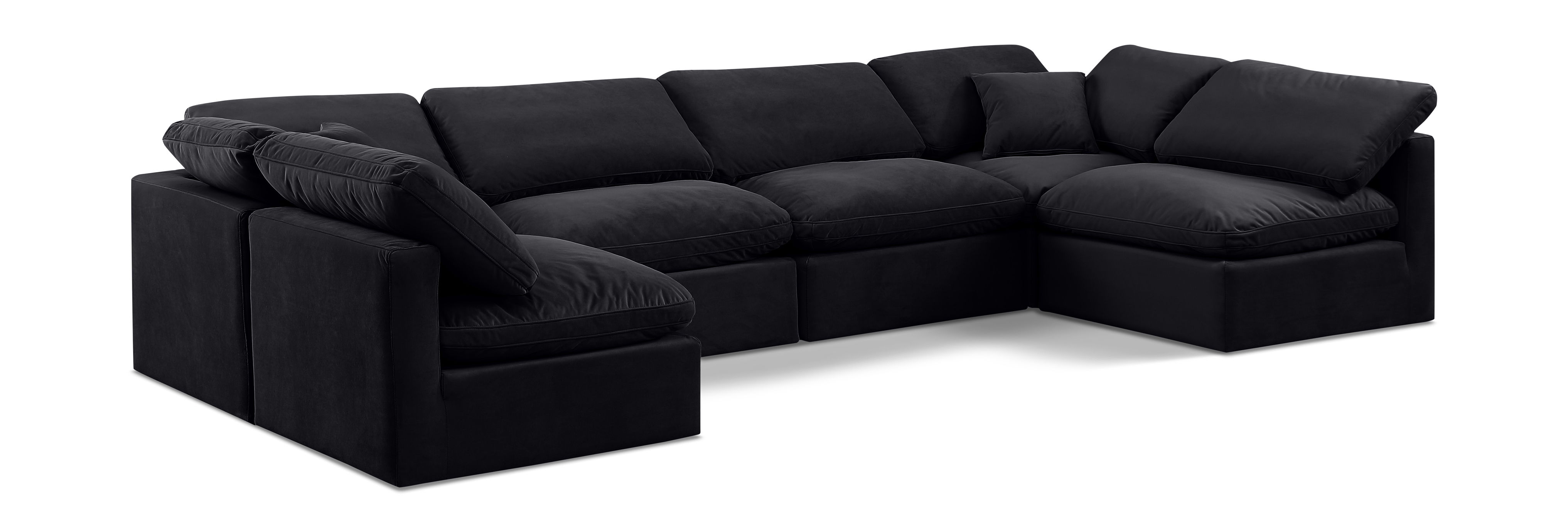 Indulge - Velvet 6 Piece Modular U-Shaped Sectional - Charcoal