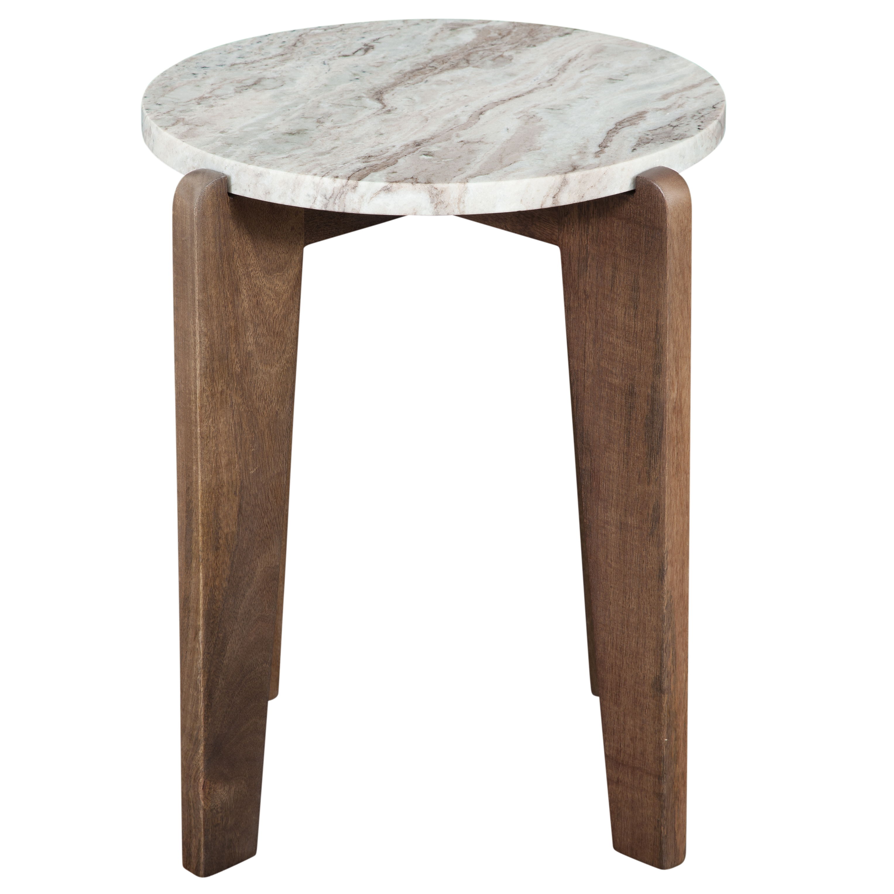 Shavon - Marble Top Round End Table - Brown