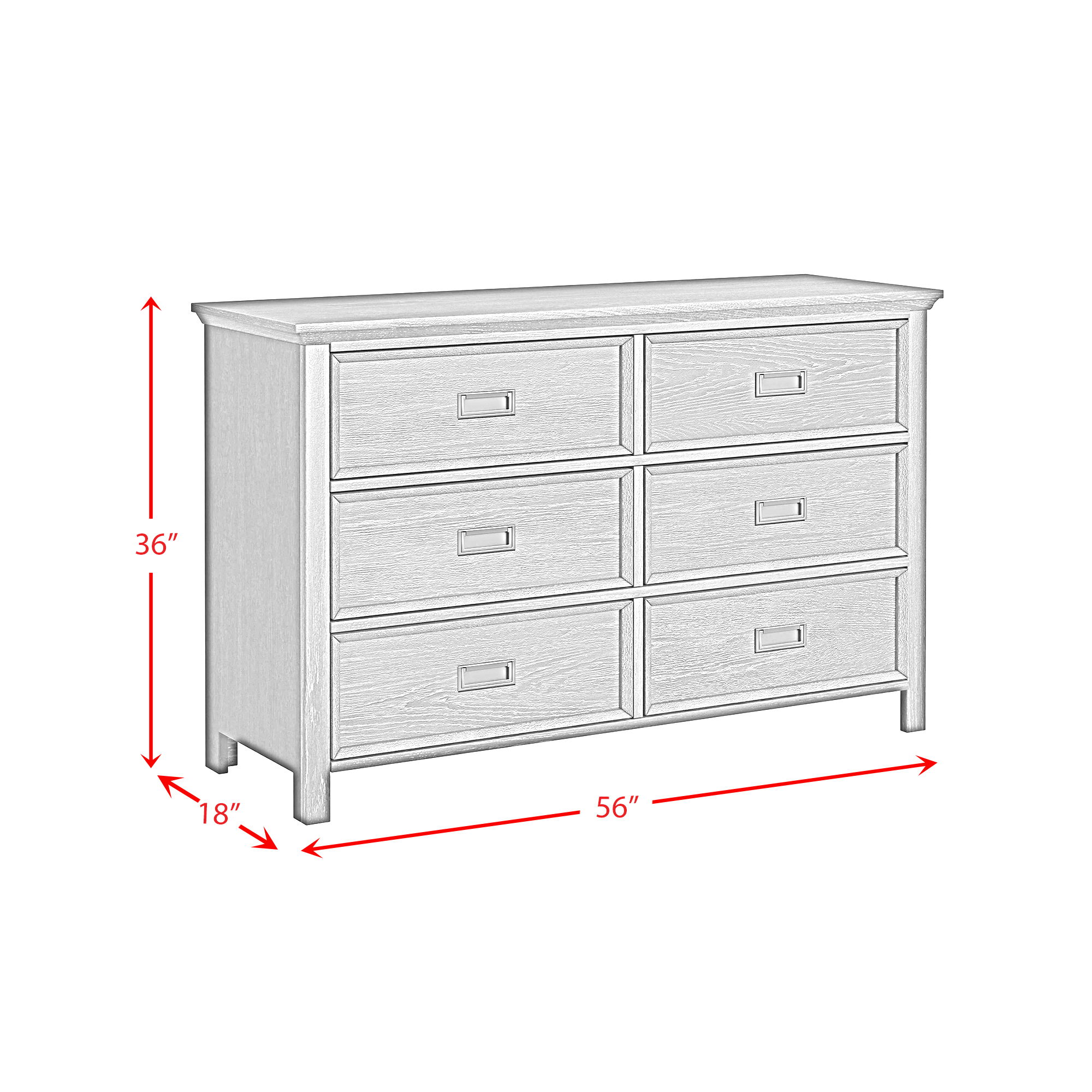 Hampton Kids - 6-Drawer Dresser - White