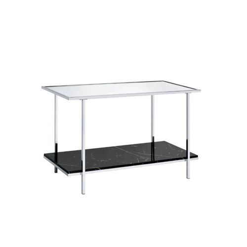 Angwin - Console Table - Mirrored, Faux Marble Top & Chrome, silver