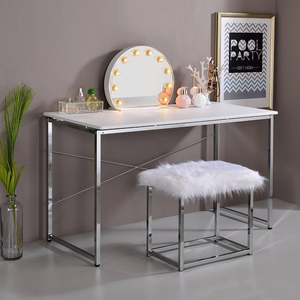 Tennos - Writing Desk (Same Ac00903) - White & Chrome, white, view 6