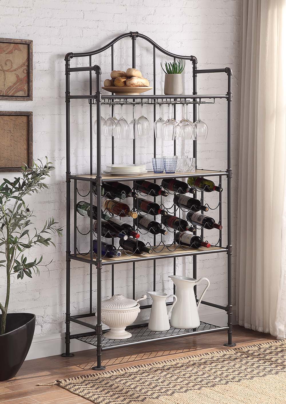 Edina - Wine Rack - Oak & Sandy Black, light brown, view 5
