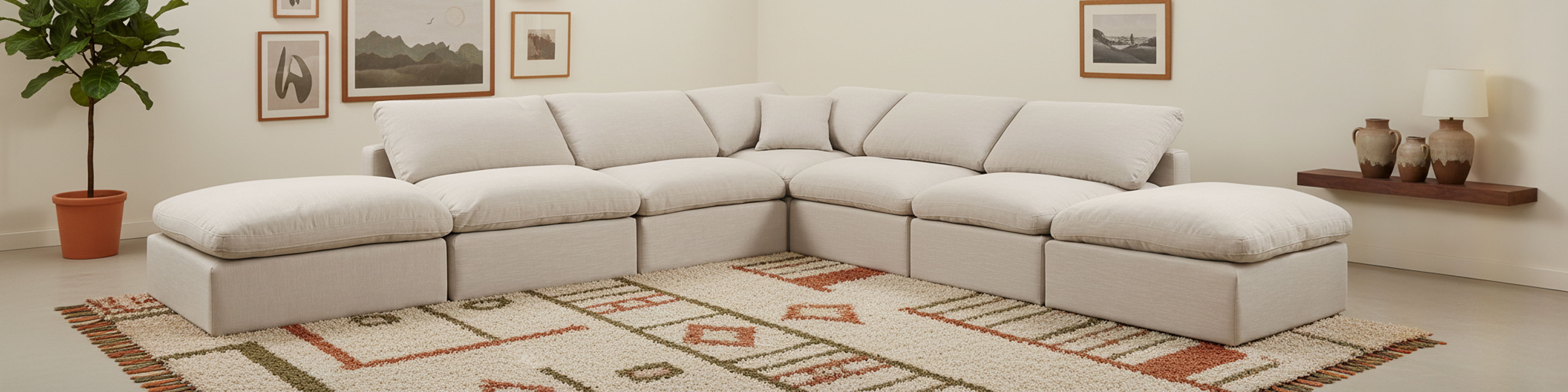 Indulge - Linen 6 Piece Modular Armless Sectional - Ivory