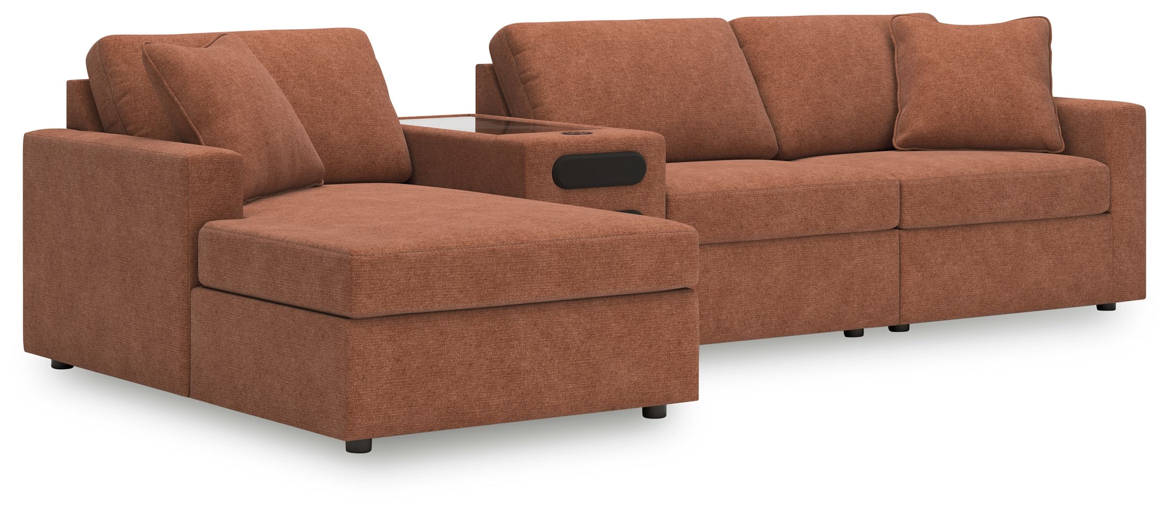 4 Pc · Sectional With Laf Corner Chaise And Audio System Console