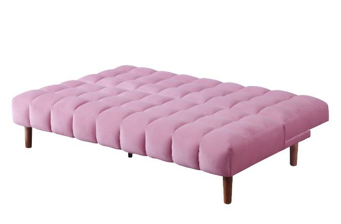 Yolandi - Adjustable Sofa - Pink Velvet & Dark Walnut, pink, view 2