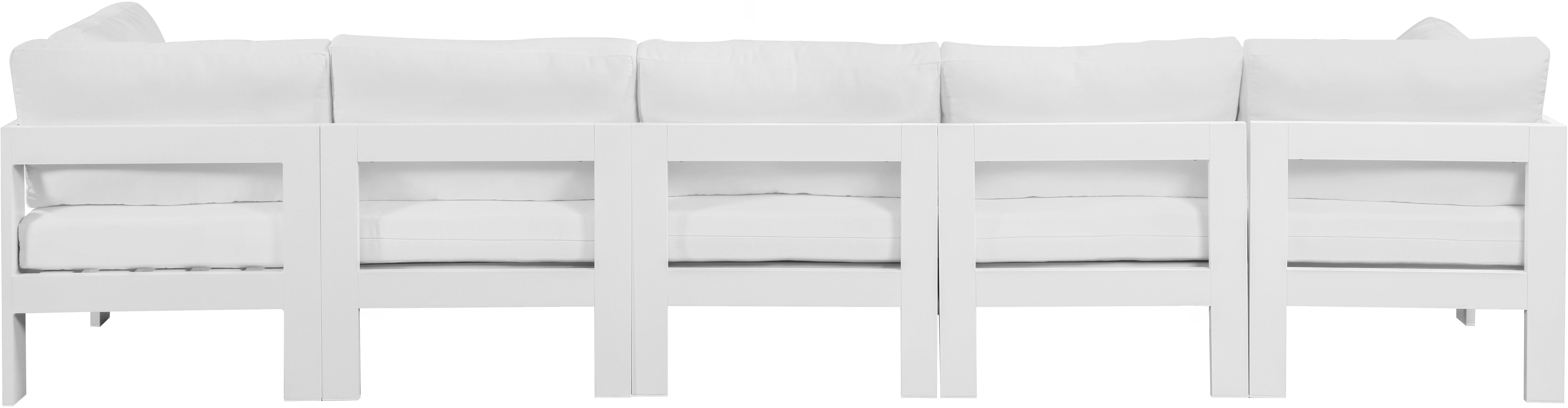 Nizuc - Outdoor Patio 5 Piece Modular Sofa With White Frame - White
