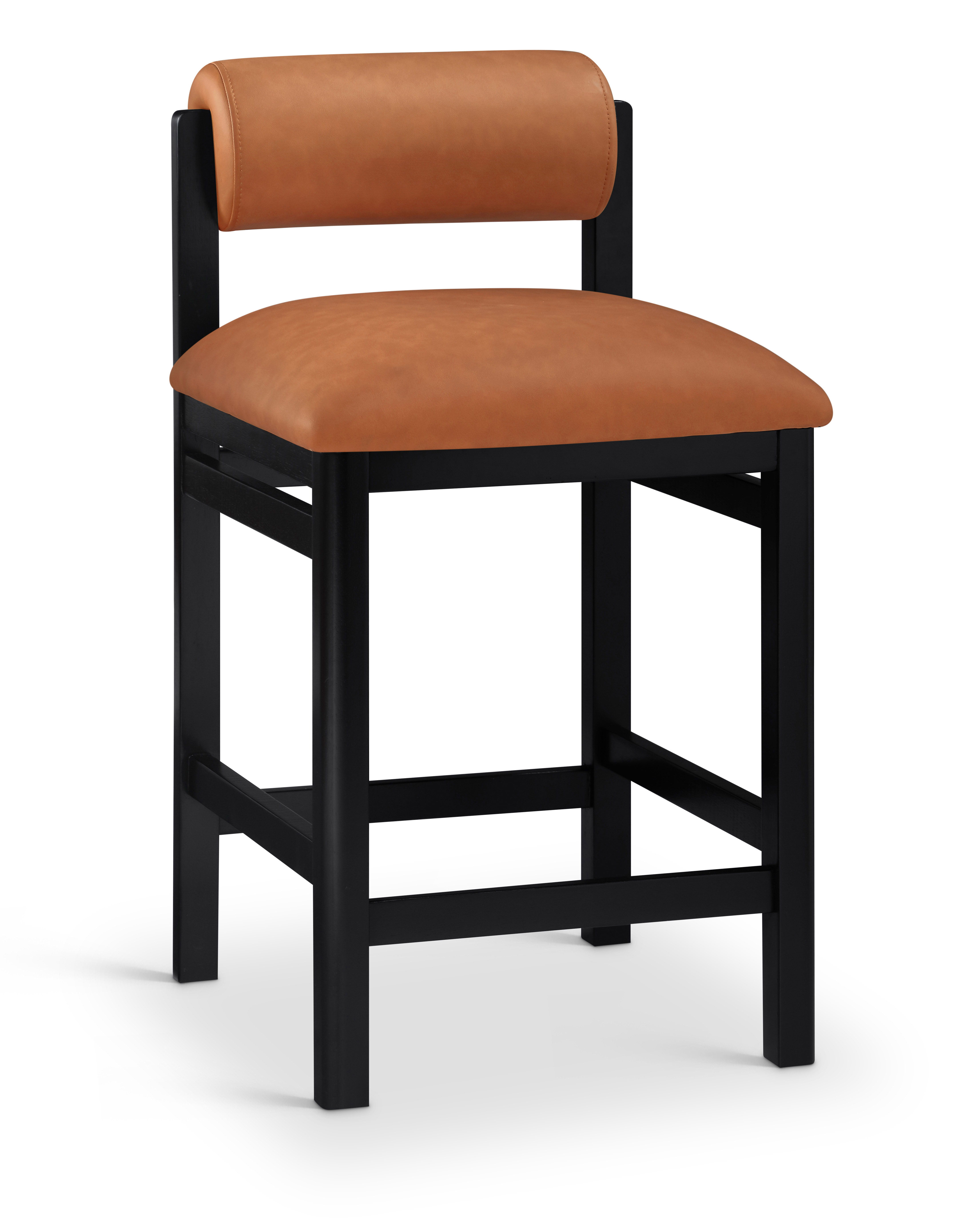 Roundhill - Vegan Leather Upholstered Counter Stool - Cognac