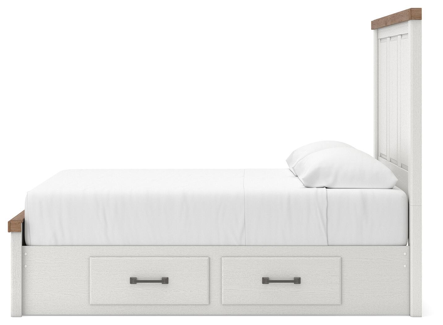 Ashley Furniture Savonport - Queen Panel Storage Bed With Storage Footboard And 2 Under Bed Storage Units - White / Brown - Image 8