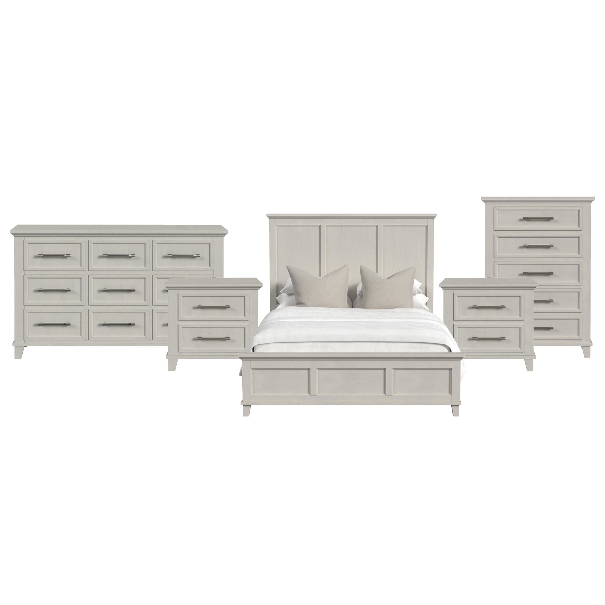 Queen · 5 Pc · Bedroom Set With 2 Nightstands, Dresser & Chest