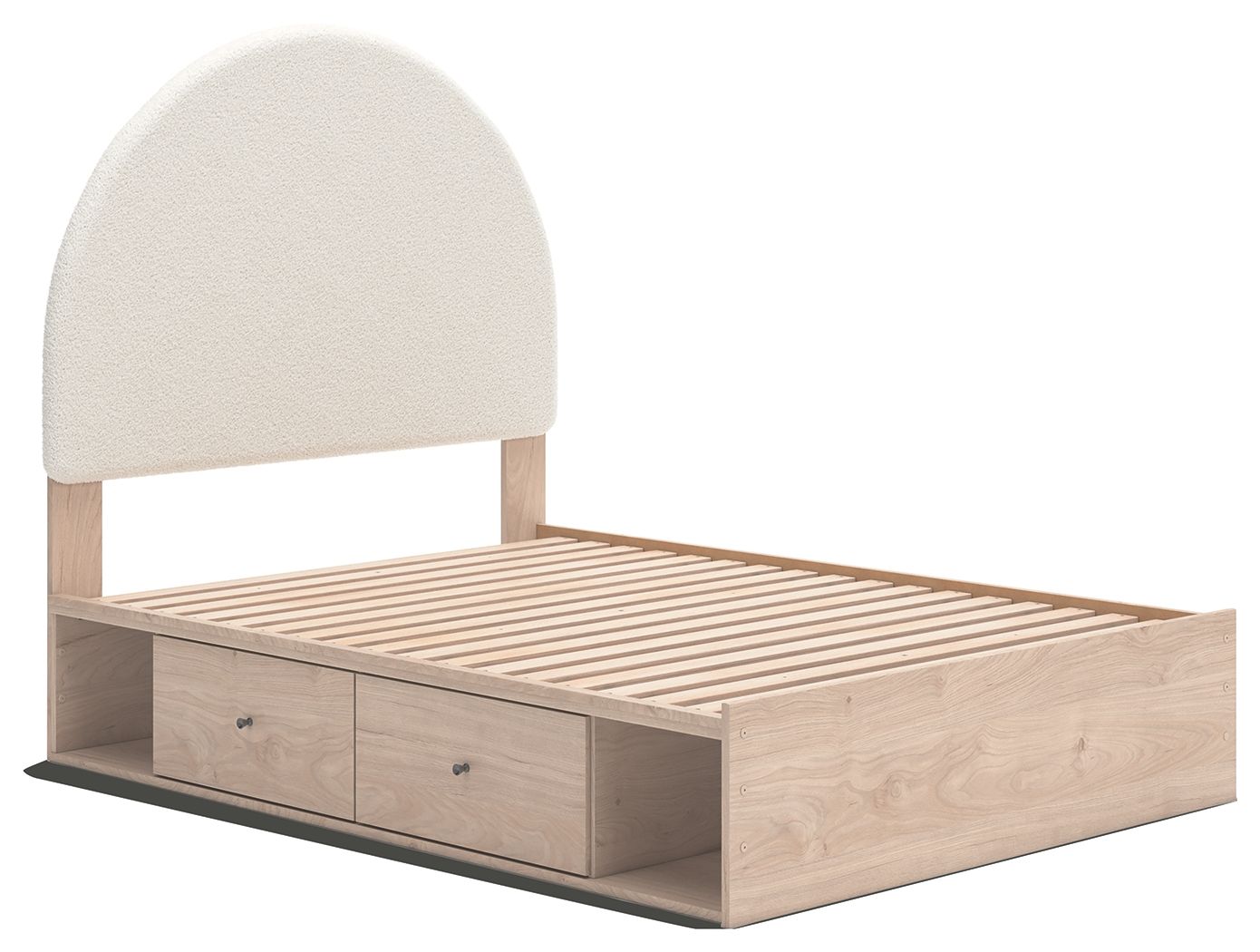Ashley Furniture Arloster - Full Upholstered Panel Bed With Side Storage Unit - Tan / White - Image 5